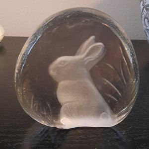 Crystal Zagecar frosted bunny paperweight.